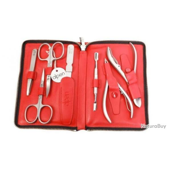Trousse manucure 7 pièces Alpen soft rouge 6842R.red