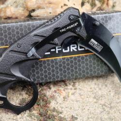 Couteaux Griffe Tac Force Karambit Semi Automatique Lame Acier 3Cr13 Manche Alu Poing Américain 01