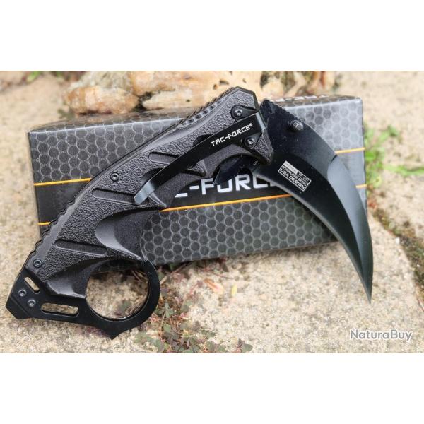Couteaux Griffe Tac Force Karambit Semi Automatique Lame Acier 3Cr13 Manche Alu Poing Amricain 01