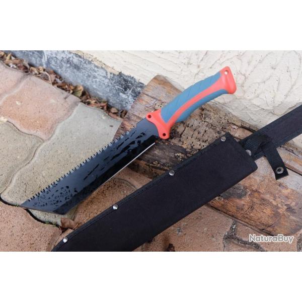 Poignard Couteau Machette Tanto Scie Survie Trekking Lame Acier 3Cr13 Etui Nylon Guide De Brousse 01