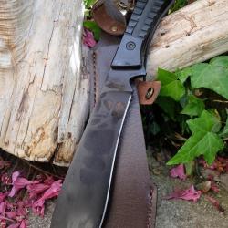 Couteau Bowie Machette Lame Drop Point Acier 3Cr13 Manche ABS Etui Simili Cuir Crocodile Dundee 01
