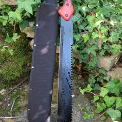 Coupe Coupe Bowie Machette Guide d'Amazonie Lame Acier 3Cr13 Manche ABS Black Red Etui Nylon 01