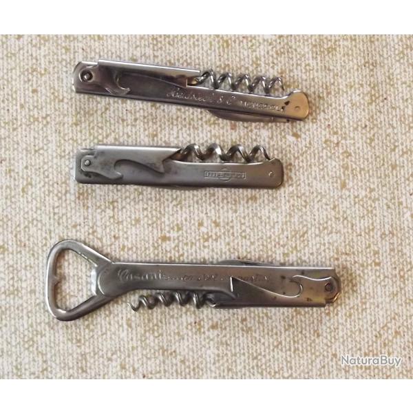 Lot de 3 anciens couteaux de barman