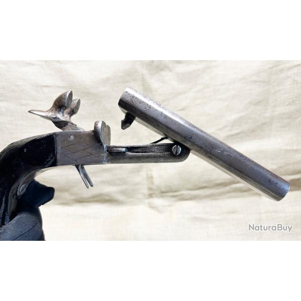 Très beau pistolet à double canons sur table - fin XIX ième siècle en très bon état