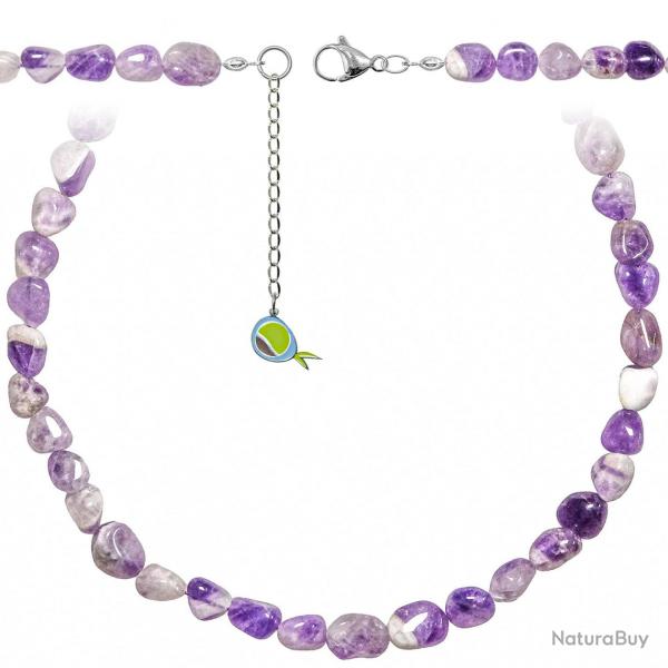 Collier en amthyste  chevron - Perles roules 8  12 mm - 60 cm