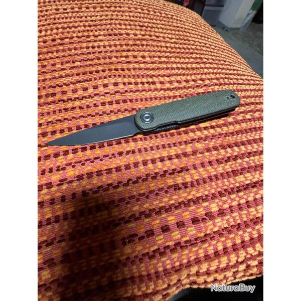 Couteau Civivi linerlock Micarta vert fonc lame noir 14C28N