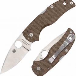 Couteau Spyderco Native 5 Lockback Lame Acier CPM-CruWear Plaquettes Micarta Marron USA SC41MPCW5