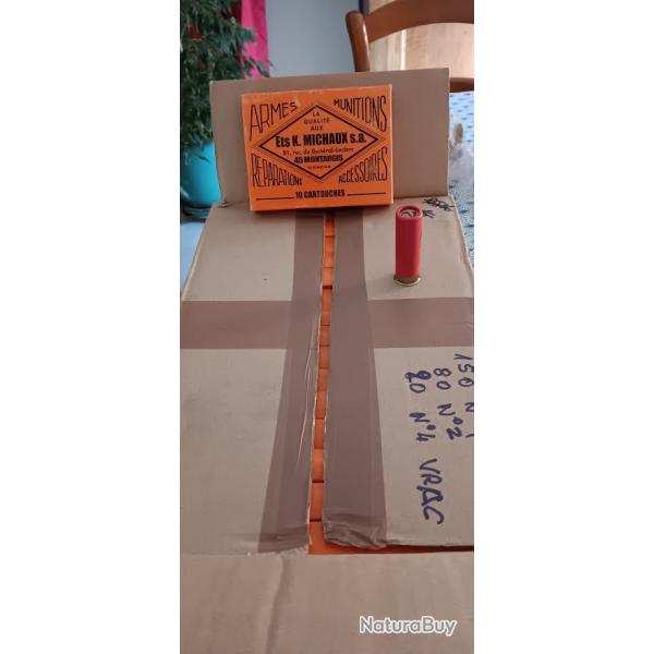 500 Cartouches cal 16/65 tuis carton , botes de 10 Cartouches  armurerie Michaux .