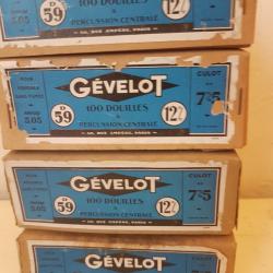 100 douilles carton neuves GEVELOT calibre 12 mm.