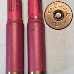 Deux cartouches Signaleuses 1 Blanche 1Rouge Marque "Cheddite "Cal 12 neuve