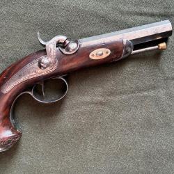 PISTOLET A PERCUSSION DE TIR, DE VOYAGE ou de DUEL?  milieu XIX eme