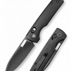 Couteau TRIVISA Sabretooth-BM Black Crossbar Lock Lame Acier 14C28N Manche Micarta TVTY29BM14