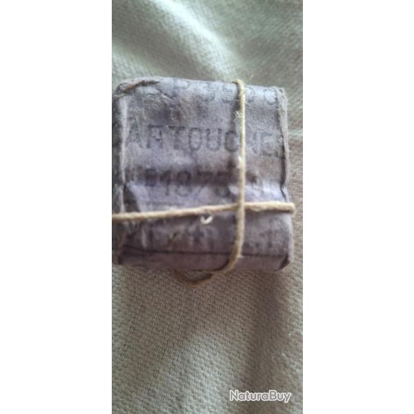 PAQUET MILITAIRE DE 6 CARTOUCHES CALIBRE 11MM MAS 1873 / Mle 1875