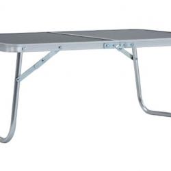 Table pliable camping gris 60x40 cm aluminium MDF légère pratique extérieur