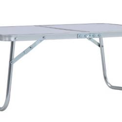 Table pliable camping blanc 60x40 cm aluminium MDF légère pratique extérieur