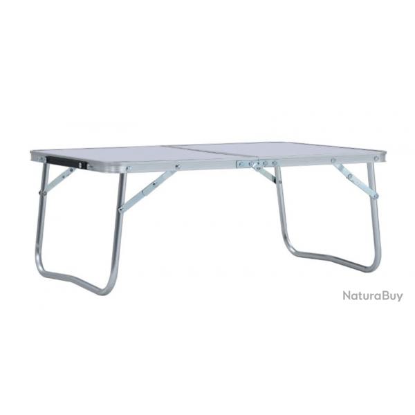 Table pliable camping blanc 60x40 cm aluminium MDF lgre pratique extrieur