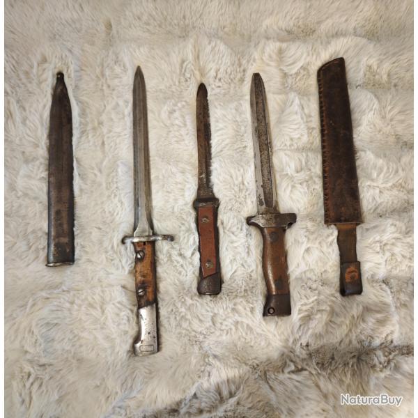 Reliques de la Marne - Lot de 3 baïonnettes/couteau de tranché Lebel modifiées WWI