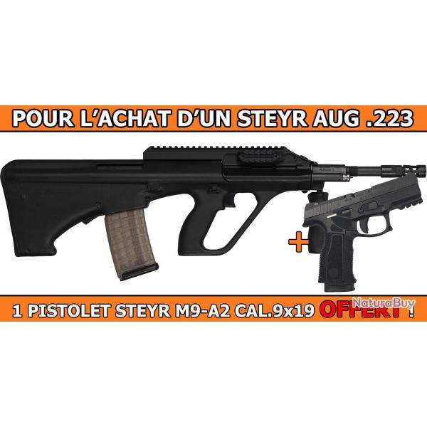 OFFRE STEYR - PACK PROMO STEYR AUG A3 Z QCB/SR FLAT TOP .223R + 1 PISTOLET STEYR M9-A2 CAL.9x19 OFFE
