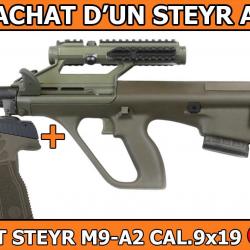 OFFRE STEYR - PACK PROMO STEYR AUG A3 Z QCB/SR 3X optik JAGDKOMMANDO .223R + 1 PISTOLET STEYR M9-A2 