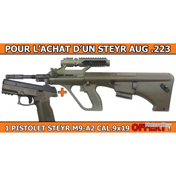 OFFRE STEYR - PACK PROMO STEYR AUG A3 Z QCB/SR 3X optik JAGDKOMMANDO .223R + 1 PISTOLET STEYR M9-A2