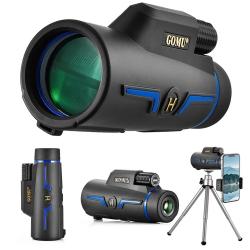 Monoculaire 10x42 HD avec Trépied et Adaptateur Smartphone Prisme BAK4 pour Chasse Oiseaux Randonnée