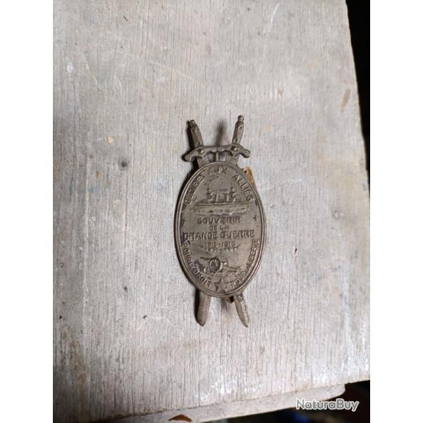 Mdaille insigne pes bouclier Gloire aux Allis 1914-1915 Canon Pour le droit