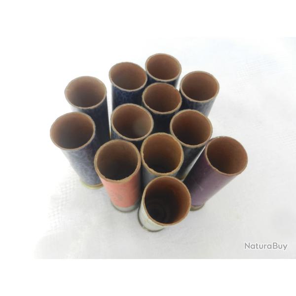 lot d'anciennes douilles de collection en carton pour fusil de chasse