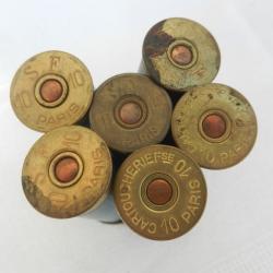 lot d'anciennes et rares douilles carton de collection  pour fusil de chasse SF Paris
