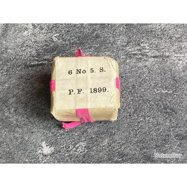 Trs rare paquet de cartouches 9.4 mm de revolver hollandais Mle 1874 - paquet ferm dat de 1898