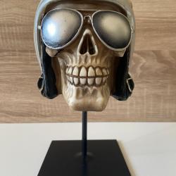 Objet Atypique Tirelire Crane Tête de Mort Motard Biker Sciences Occultes