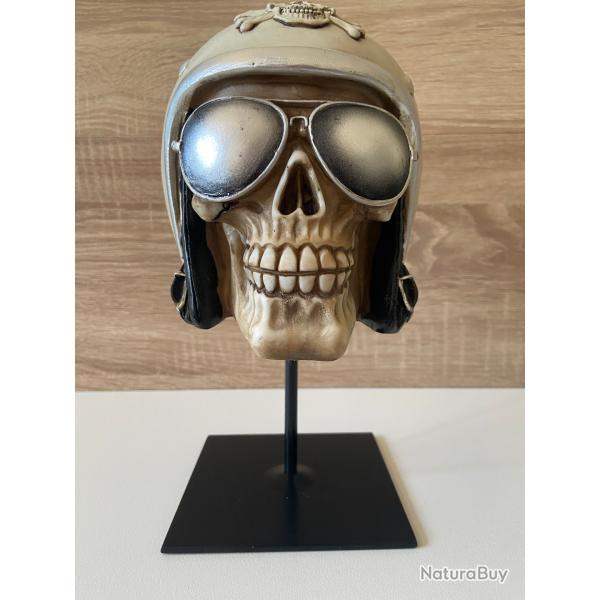 Objet Atypique Tirelire Crane Tte de Mort Motard Biker Sciences Occultes