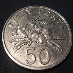 Singapore  piece de 50 cents 1997 TTB+