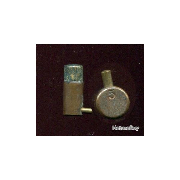5 mm  Broche  grenaille  - balle : carton chin bleu/blanc - tui laiton - marquage en creux : 5