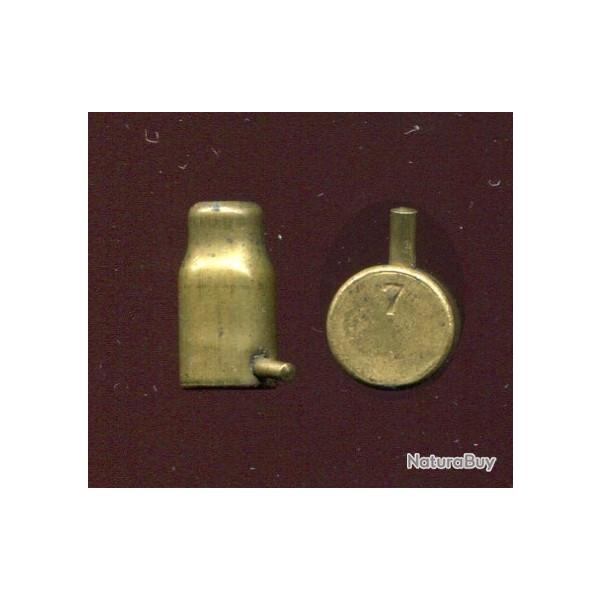 7 mm  broche  blanc dite de thtre pour revolver Lefaucheux - tui laiton bouteill