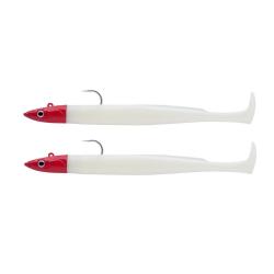 Double Combo Offshore Fiiish Crazy Paddle Tail 150 15cm par 2 20g White Coco - Red Head