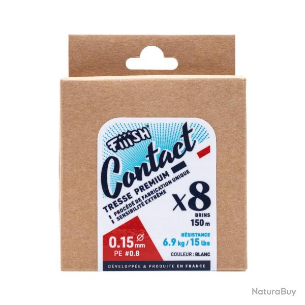 Tresse Fiiish Contact 150m 150m PE 1.5 / 0,22mm 10,9 kg / 24 lbs Blanche
