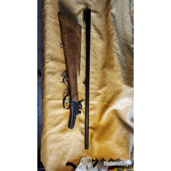 ancien fusil monocoup de braconnier poudre noire