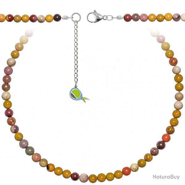 Collier en jaspe mokaite - Perles rondes 6 mm - 43 cm