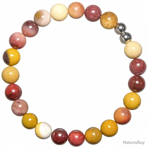 Bracelet en jaspe mokaite - Perles rondes 8 mm