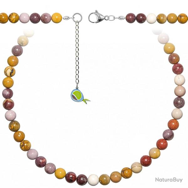 Collier en jaspe mokaite - Perles rondes 8 mm - 60 cm