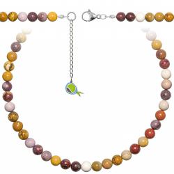 Collier en jaspe mokaite - Perles rondes 8 mm - 70 cm