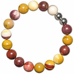Bracelet en jaspe mokaite - Perles rondes 10 mm