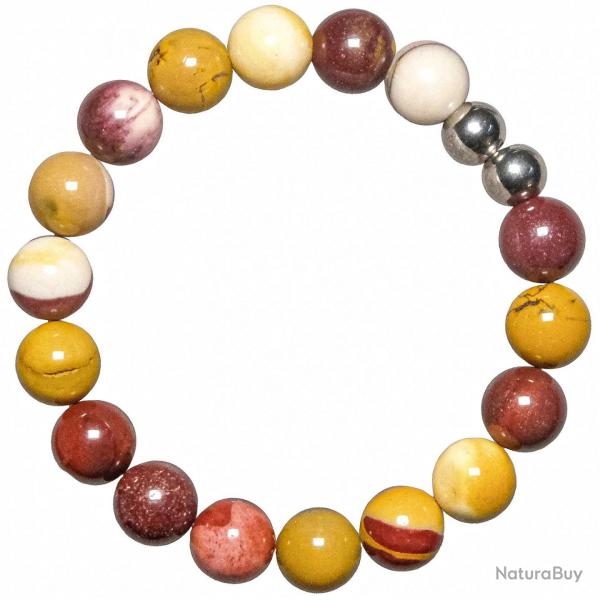 Bracelet en jaspe mokaite - Perles rondes 10 mm