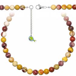 Collier en jaspe mokaite - Perles rondes 10 mm - 55 cm