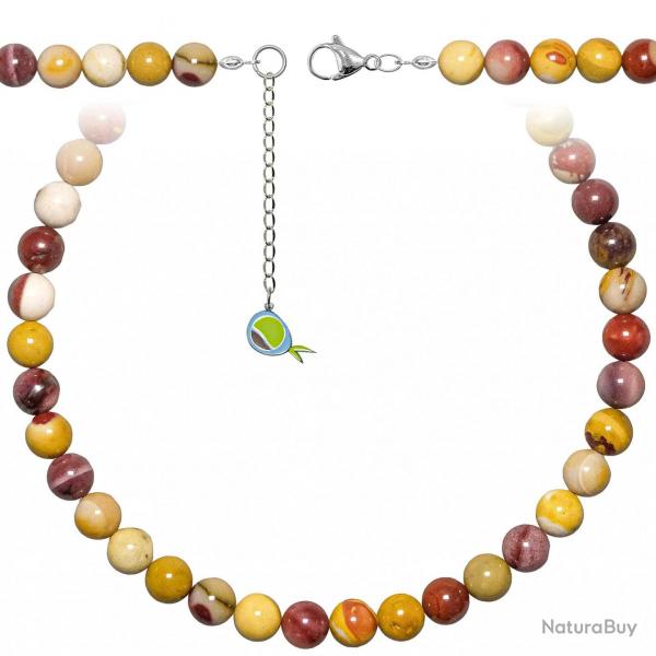 Collier en jaspe mokaite - Perles rondes 10 mm - 70 cm