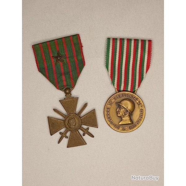 Croix de Guerre 1914/1918 et commmorative italienne WW1