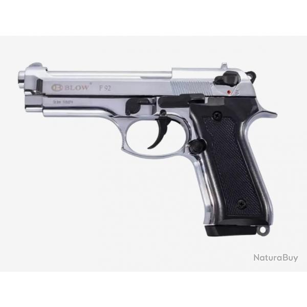 Pistolet  Blanc BLOW F92 FULL AUTO - 9MM PAK Chrome Brillant
