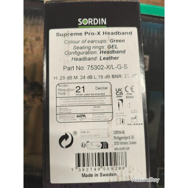 casque anti bruit SORDIN model SUPREME PRO-X