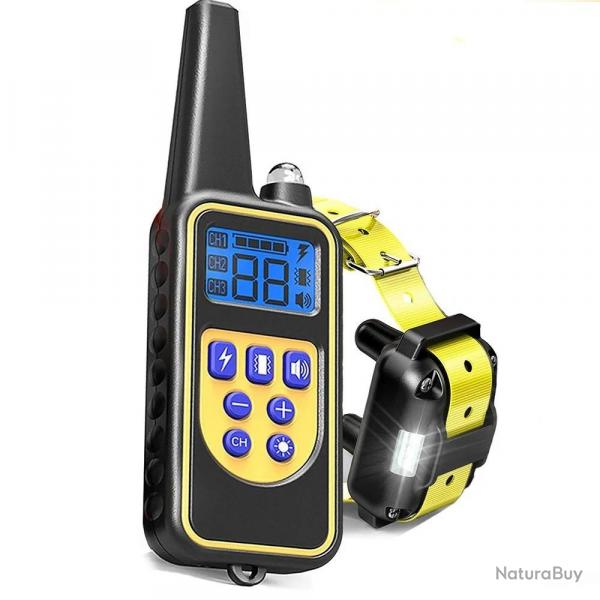 Collier de dressage électrique pour chien, 800m, détachable, Rechargeable -JAUNE- LIVRAISON GRATUITE