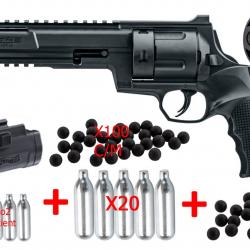 Pack HDR68 Umarex T4E 16J HomeDefense +100 BBs caout+ 5 Co² + 2 Barillets + LampeLaser